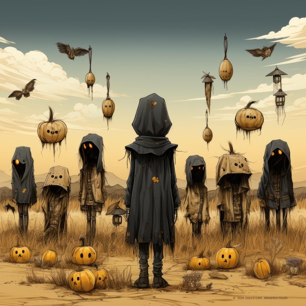 Disegno dell'illustrazione di Halloween spaventoso