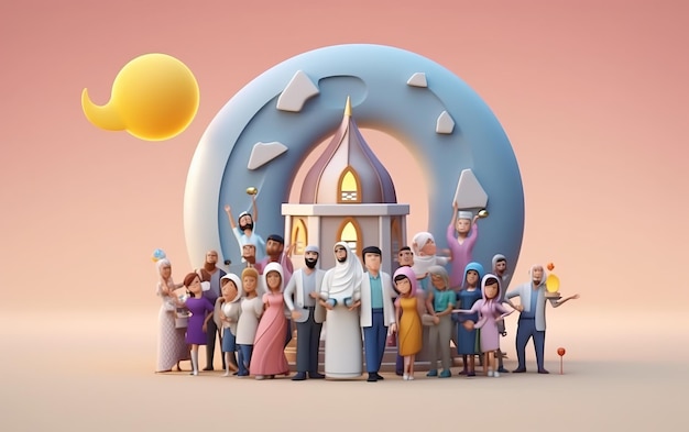 Disegno della bandiera 3d del Ramadan