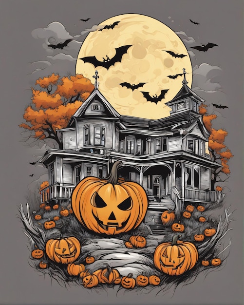 Disegno della maglietta del disegno della zucca di Halloween