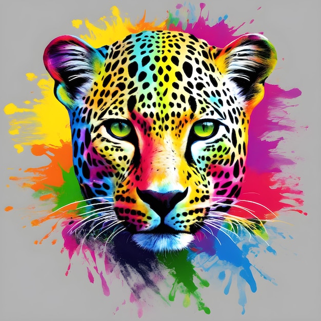 Disegno della maglietta Rainbow Leopard