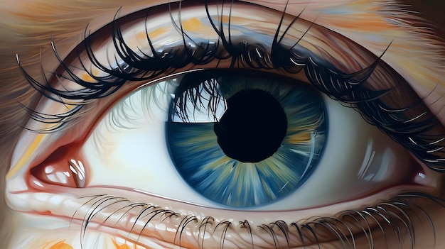 Disegno della pupilla e dell'iride sullo sfondo dell'illustrazione oculare