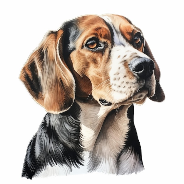 Disegno Dettagliato A Carboncino Di Un Beagle Colori Realistici Su Sfondo Bianco