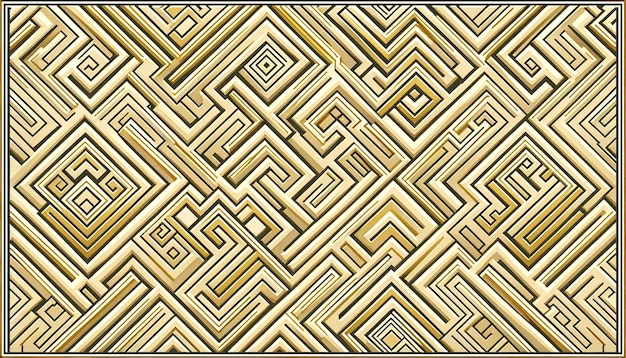 Disegno di carta da parati geometrica a zigzag d'oro metallico