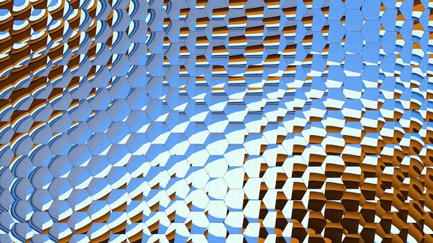 Disegno di carta da parati geometrico colorato esagono in scala astratta in vetro sfocato