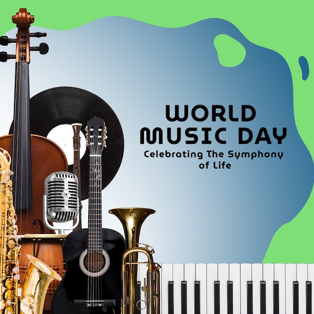 Disegno di collage per la Giornata Mondiale della Musica