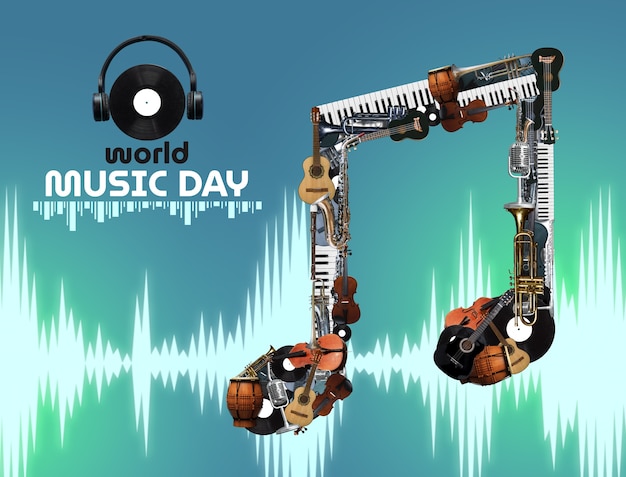 Disegno di collage per la Giornata Mondiale della Musica