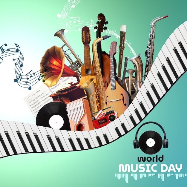 Disegno di collage per la Giornata Mondiale della Musica