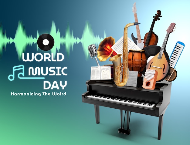 Disegno di collage per la Giornata Mondiale della Musica