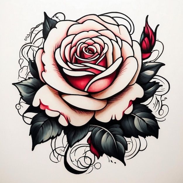 disegno di fiore di rosa illustrazione di fiore Di rosa disegno tatuaggio di rosa arte a tema di rosa fiore di rose vettore