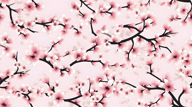 disegno di fiori di ciliegio orientali su sfondo bianco