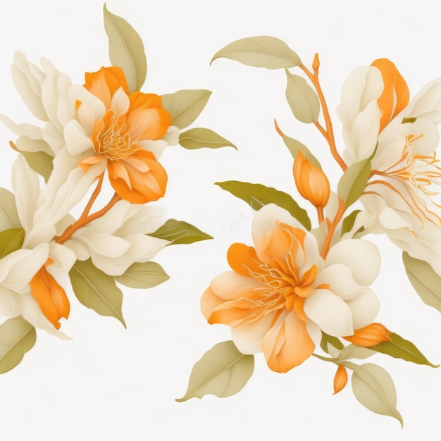 Disegno di fiori di gelsomino arancione su sfondo bianco