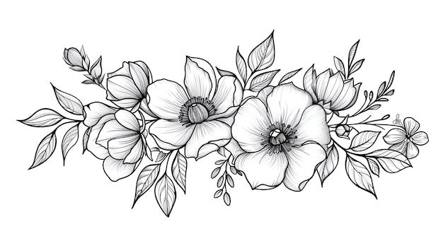 disegno di fiori neri su uno sfondo bianco