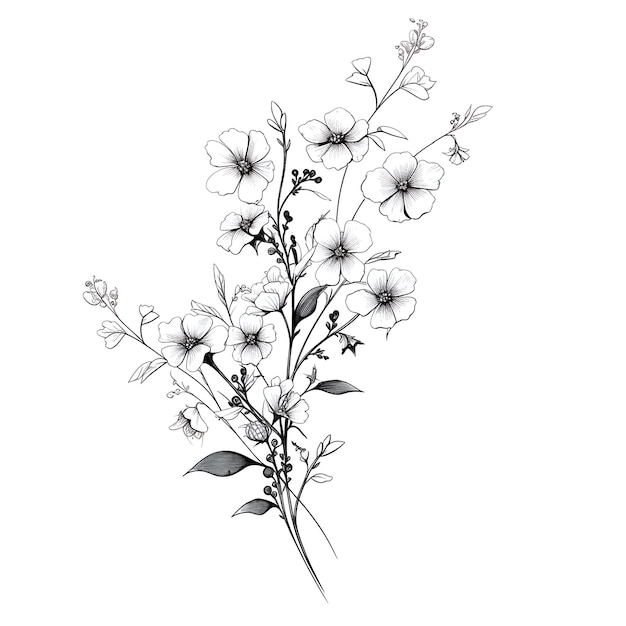 disegno di fiori neri su uno sfondo bianco