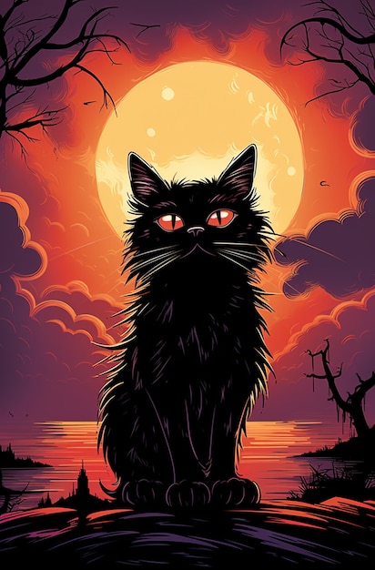 Disegno di gatto nero di Halloween