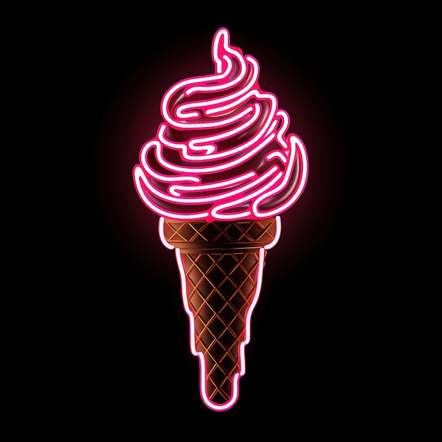 Disegno di gelati pastello rosa ondulato linee di neon decorazioni di ciliegio Twi Clipart maglietta Design Glow.