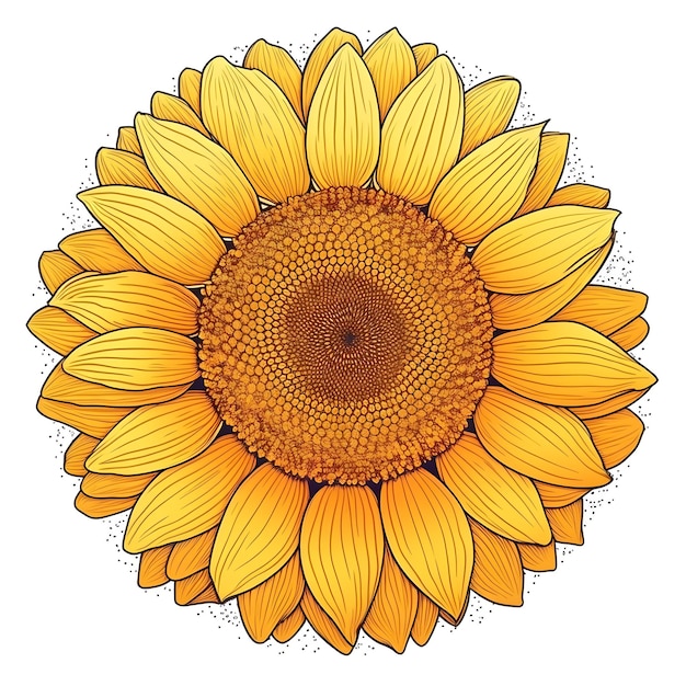 Disegno di girasole con un punto nero al centro