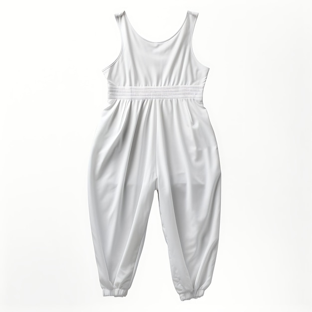 Disegno di jumpsuit Vari tessuti EG Cotton Silk One Piece Form Des Isolato su bianco BG Blank.