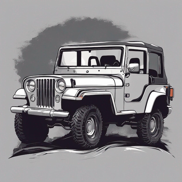 Disegno di maglietta per jeep off-road