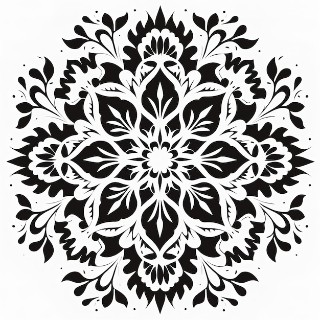 Disegno di mandala floreale su sfondo bianco per la decorazione Pagina da colorare Mandala Disegno ornamentale