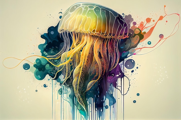 Disegno di meduse in colori vintage IA generativa IA generativa