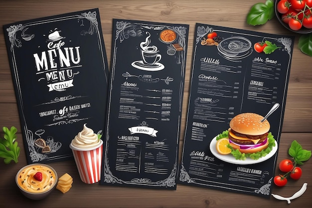 Disegno di modelli di menu di ristoranti e caffetterie