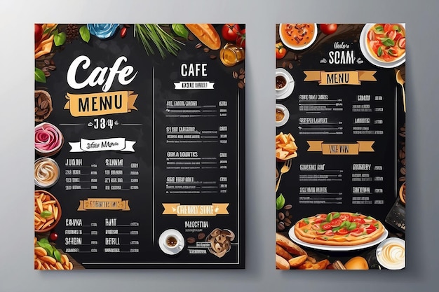 Disegno di modelli di menu di ristoranti e caffetterie