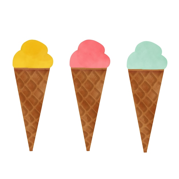 Disegno di ogni tipo di gelato isolato su sfondo bianco per il concetto di cibo e cibo