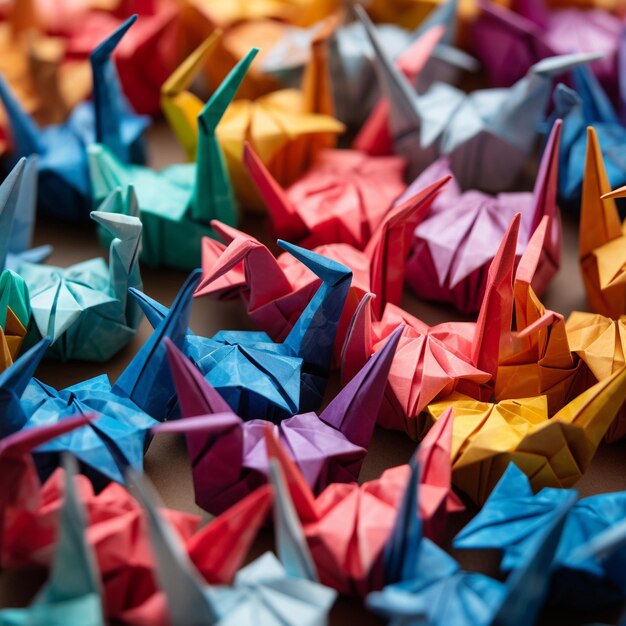 Disegno di origami a forma colorata