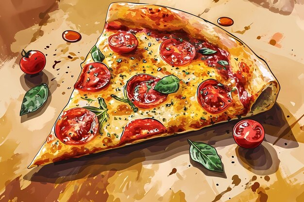 disegno di pizza cucina italiana disegno per pizzeria illustrazione per menu di caffè ristorante