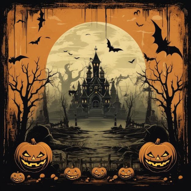 Disegno di poster di Halloween Vintage Distressed con sfondo trasparente