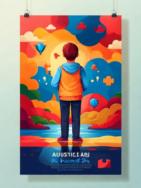 Disegno di poster verticale per la Giornata della consapevolezza dell'autismo