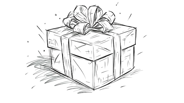 Disegno di scatola regalo su sfondo bianco isolato generativo ai