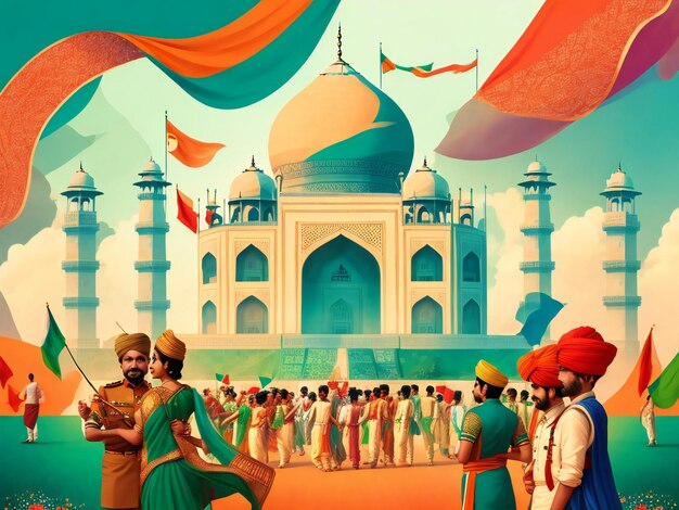 Disegno di sfondo dell'illustrazione della festa dell'indipendenza dell'India generato ai