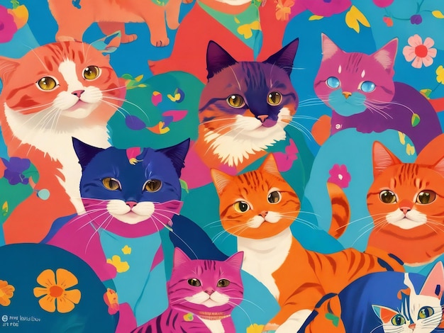 Disegno di sfondo dell'illustrazione della giornata internazionale del gatto ai generato