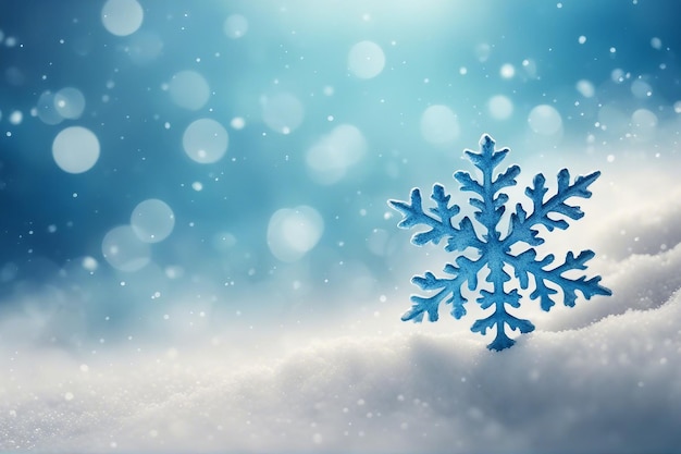 Disegno di sfondo invernale e natalizio di fiocchi di neve su acquerello blu