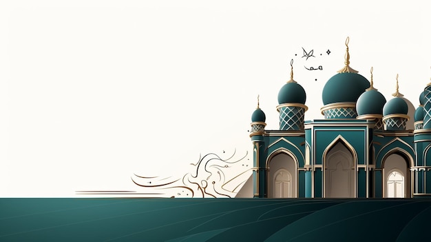 Disegno di sfondo islamico con moschea