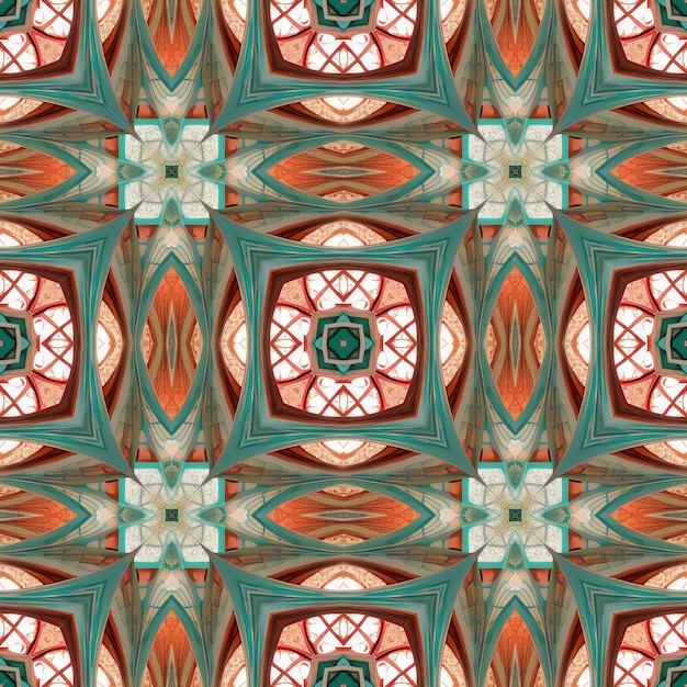 Disegno di sfondo senza cuciture Disegno simmetrico con ornamento simmetrica Kaleidoscopio