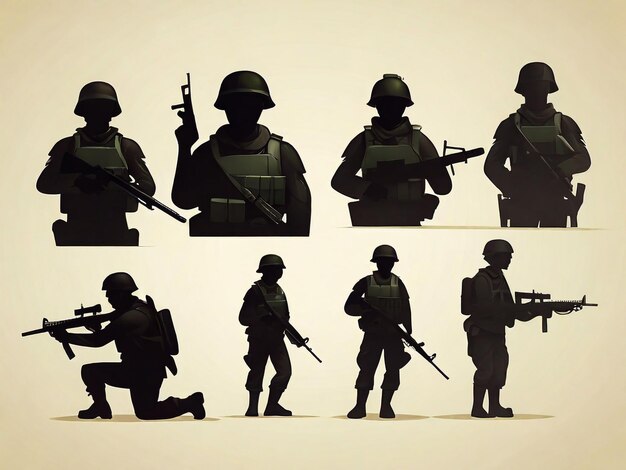 disegno di silhouette di soldati dell'esercito