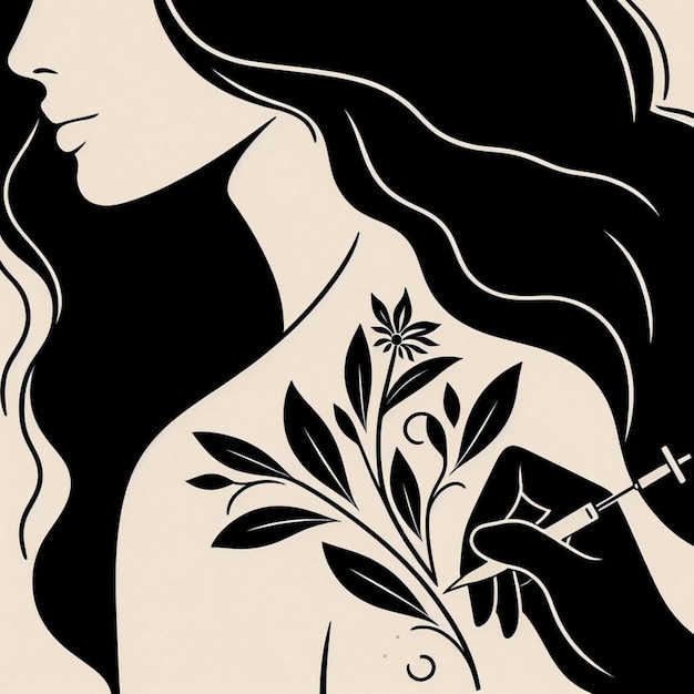 Disegno di tatuaggio di silhouette femminile minima