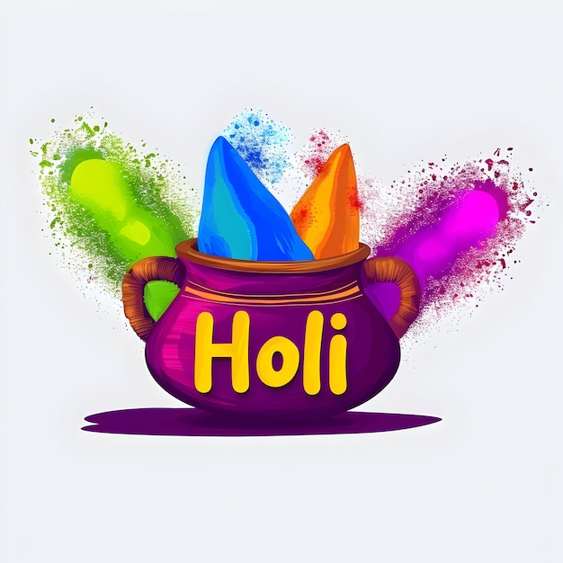 Disegno di testo Holi con polvere Holi colorata per la carta d'invito della festa Happy Holi