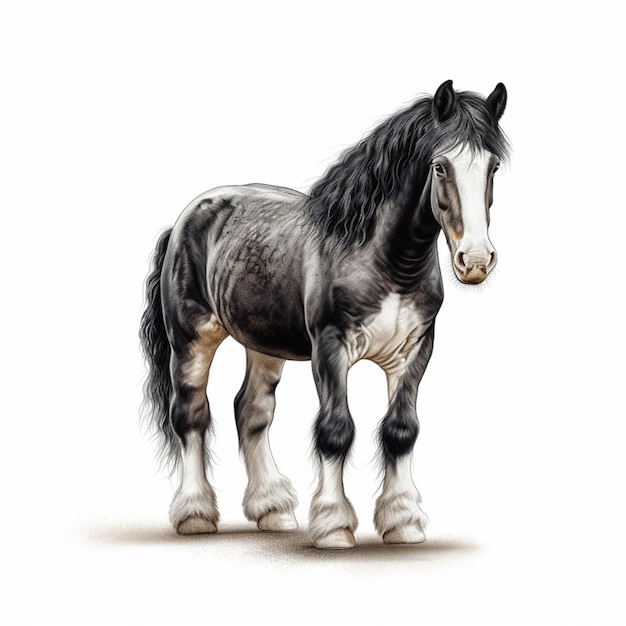 disegno di un cavallo con uno sfondo bianco generativo ai