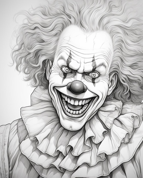 disegno di un clown con un grande sorriso sulla faccia generativo ai