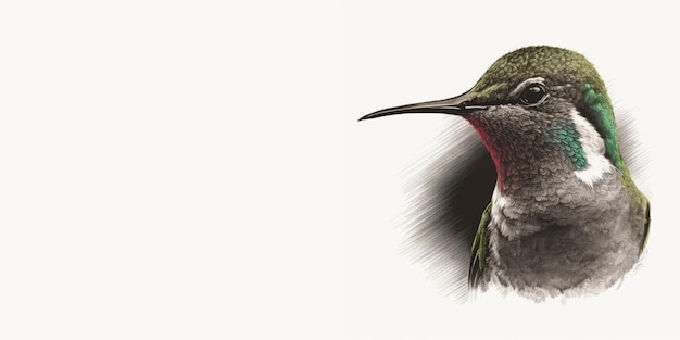Disegno di un colibrì su sfondo bianco IA generativa