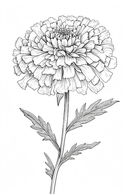 Disegno di un fiore con gambo e foglie