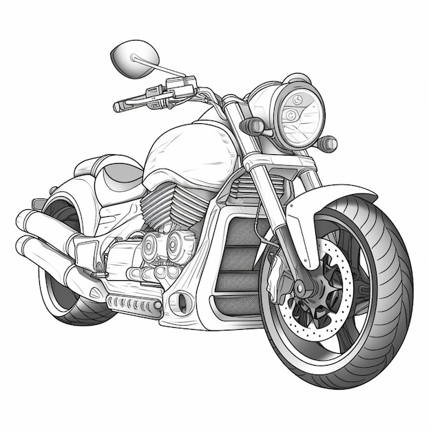 disegno di un motociclo con vista laterale della ruota anteriore generativa ai