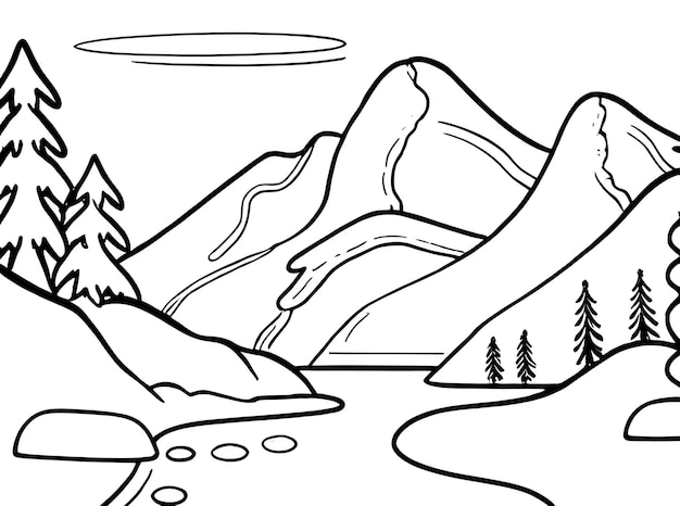 disegno di un passo di montagna innevato