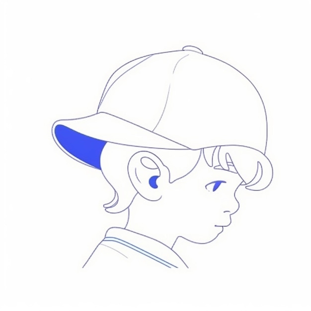 Disegno di un ragazzo con un berretto da baseball sulla testa