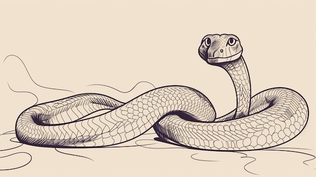 Disegno di un serpente con un lungo collo e una lunga coda generativo ai