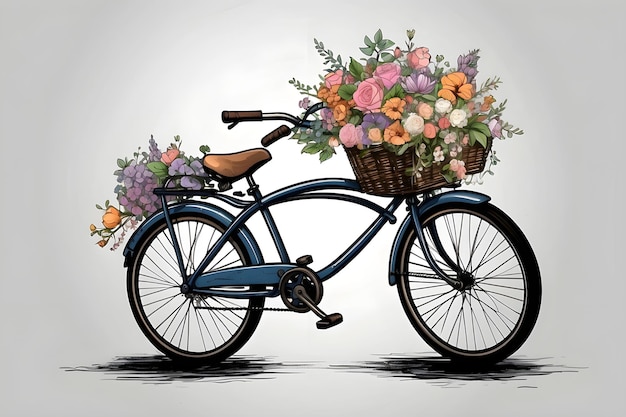 disegno di una bicicletta con fiori