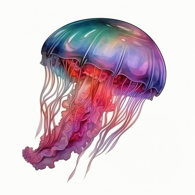 Disegno di una medusa su uno sfondo bianco